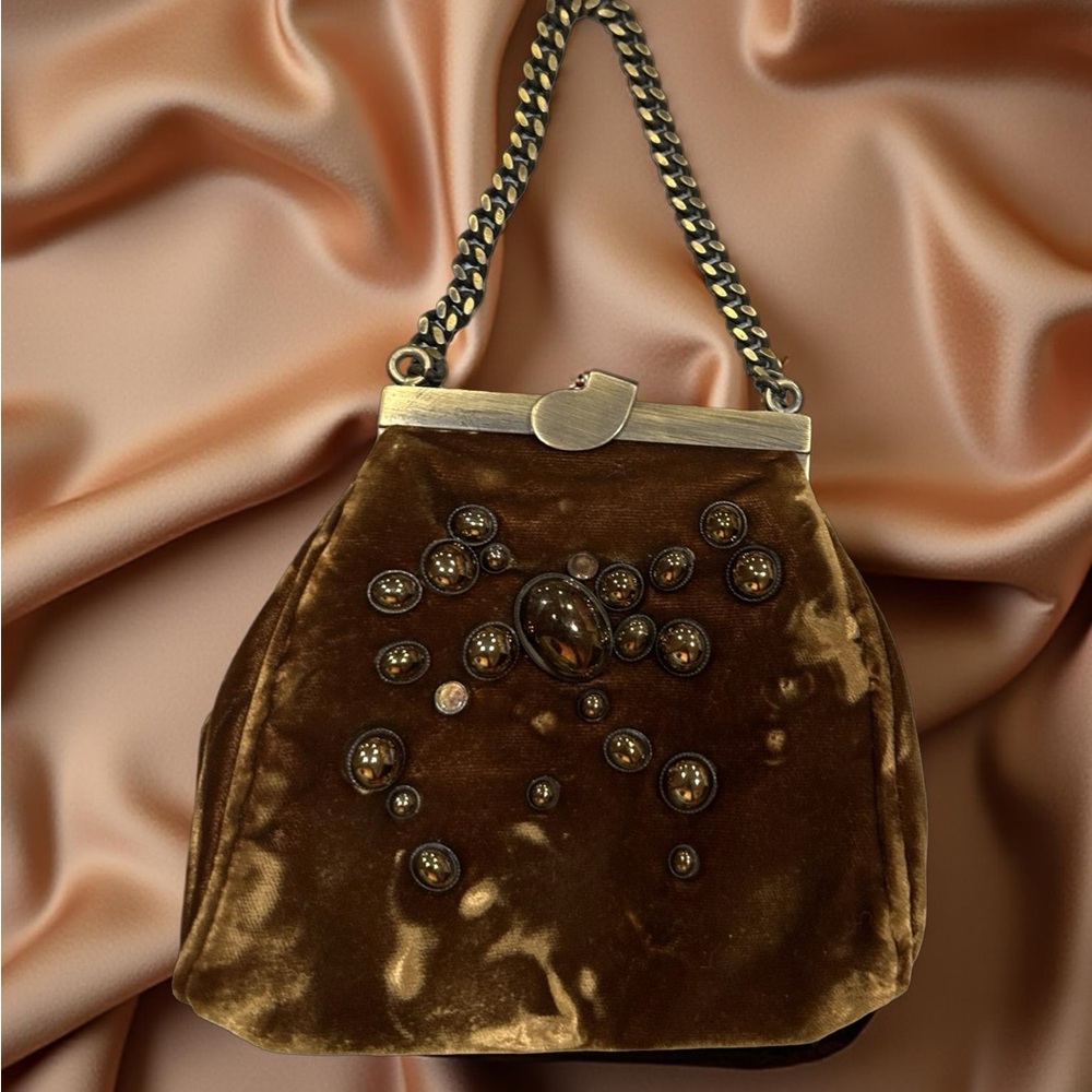 Sigerson Morrison small clutch velvet  handbag with chain strap
